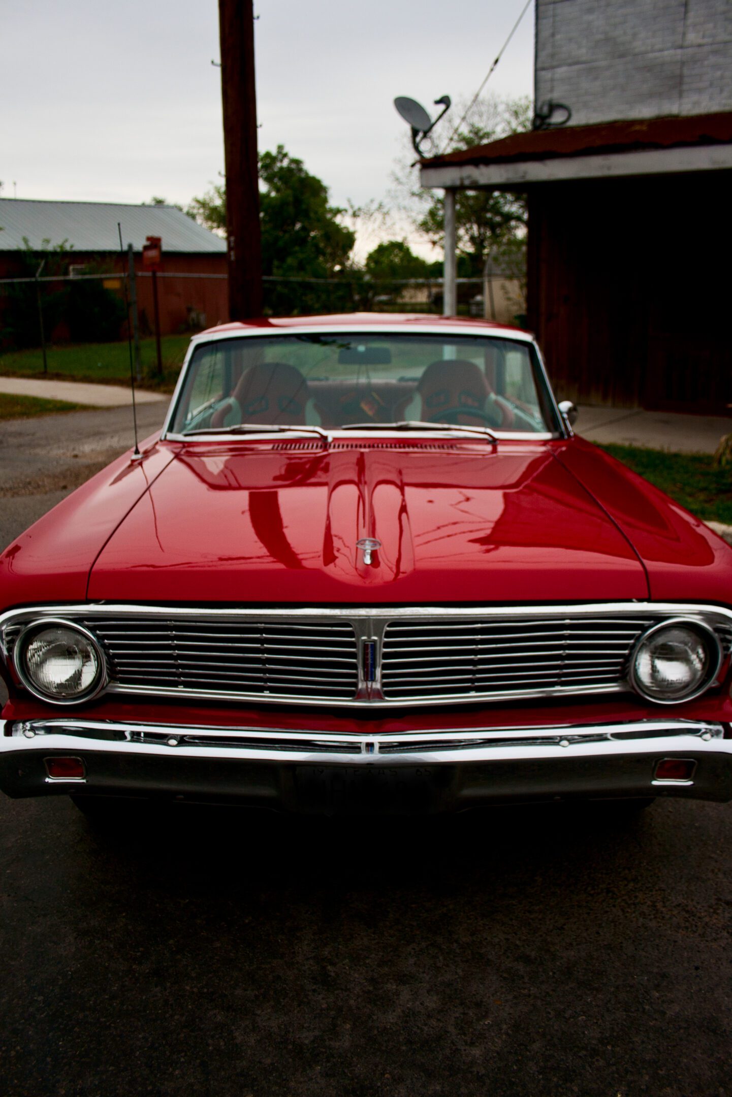 Red classic Ford car.